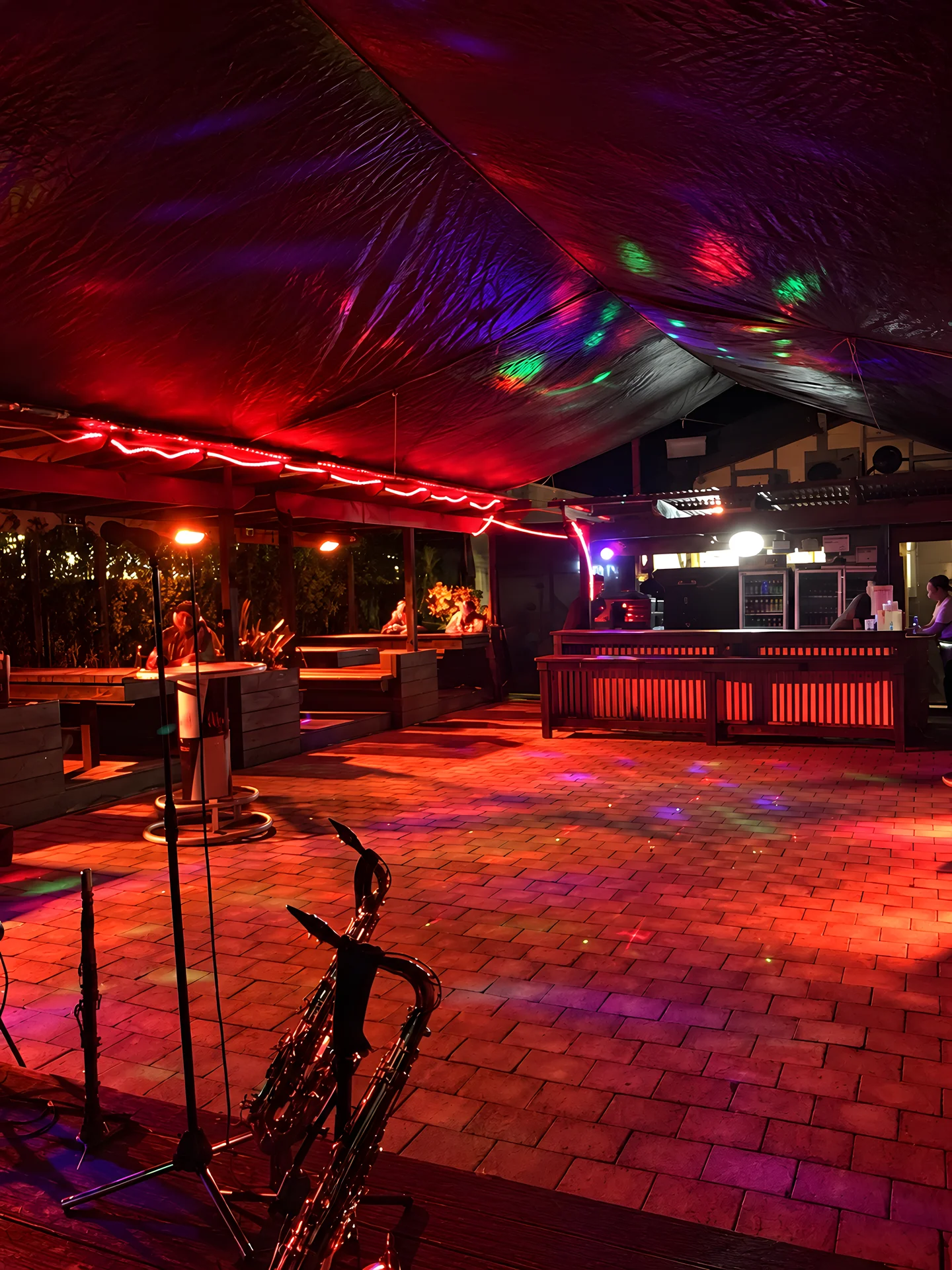 Retro microphone in warm stage lighting